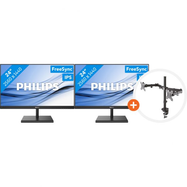 2x Philips 245E1S + NewStar FPMA-D550DBLACK Bildschirm