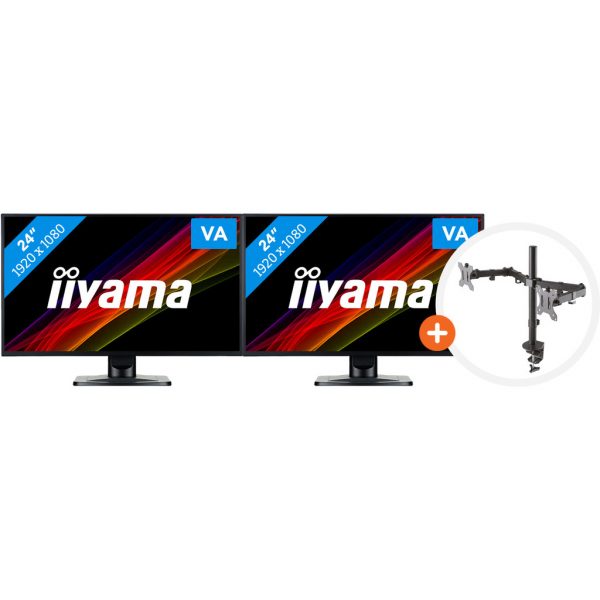 2x iiyama ProLite X2481HS-B1 + NewStar FPMA-D550DBLACK Bildschirm