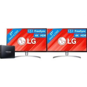 2 x LG 27UL850 + 1 TB Samsung Portable SSD Bildschirm