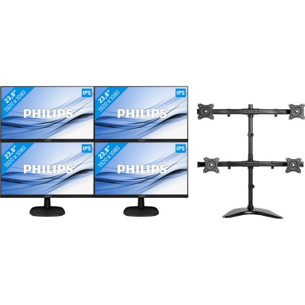 4 x Philips 243V7QDAB + NewStar NM-D335D4 Bildschirm